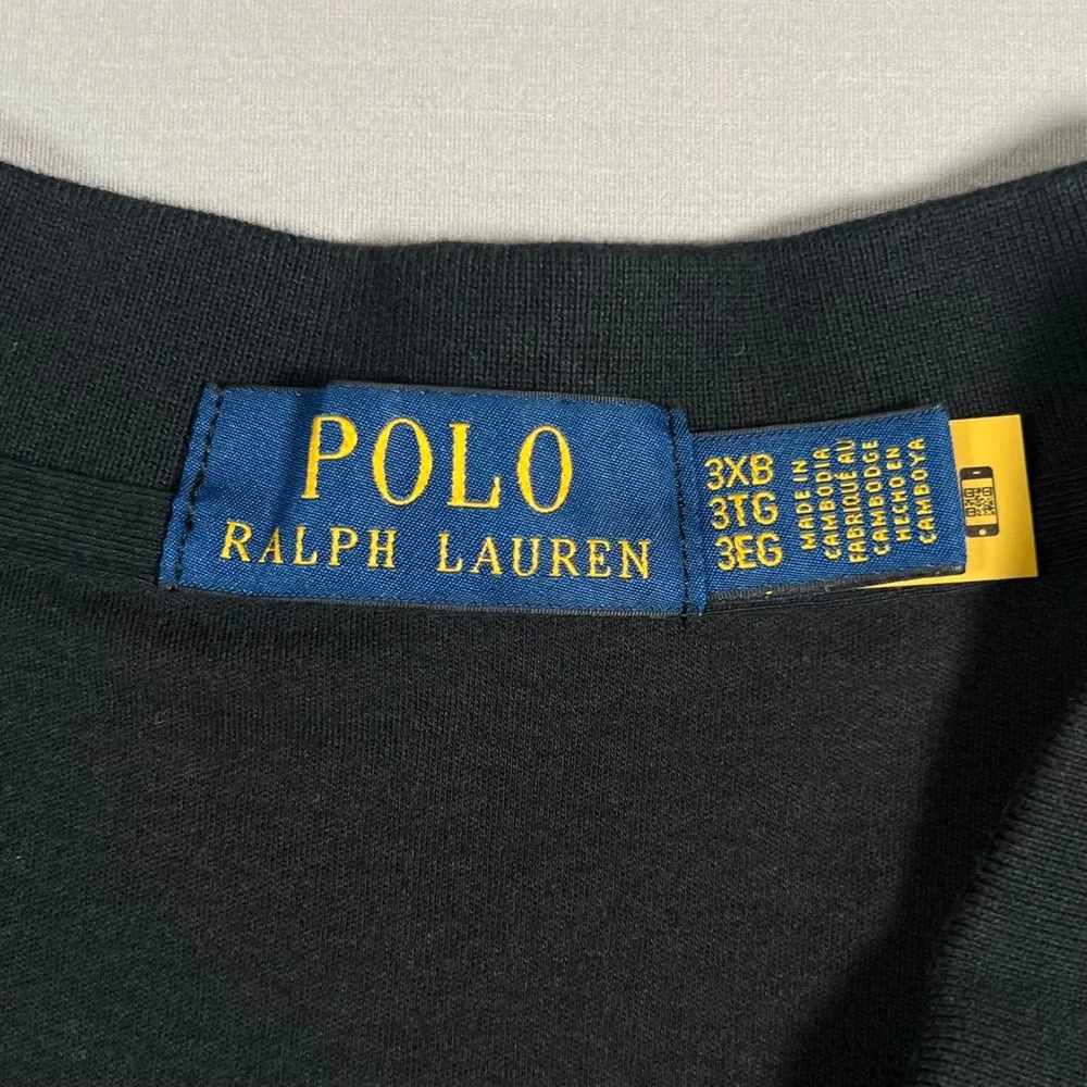 Polo Ralph Lauren Mens Black Johnny Collar Polo Shirt 3XB Big & Tall
